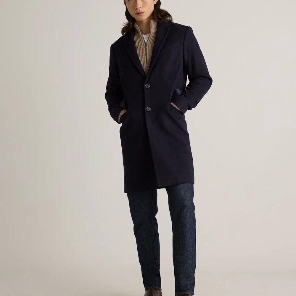 Quince Men's Italian Wool Overcoat in Black Size Small 830